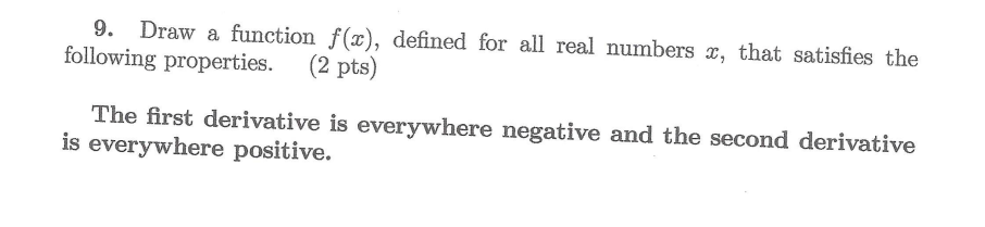 that satisfies the following properties. (2 pts) The first derivative is everywhere