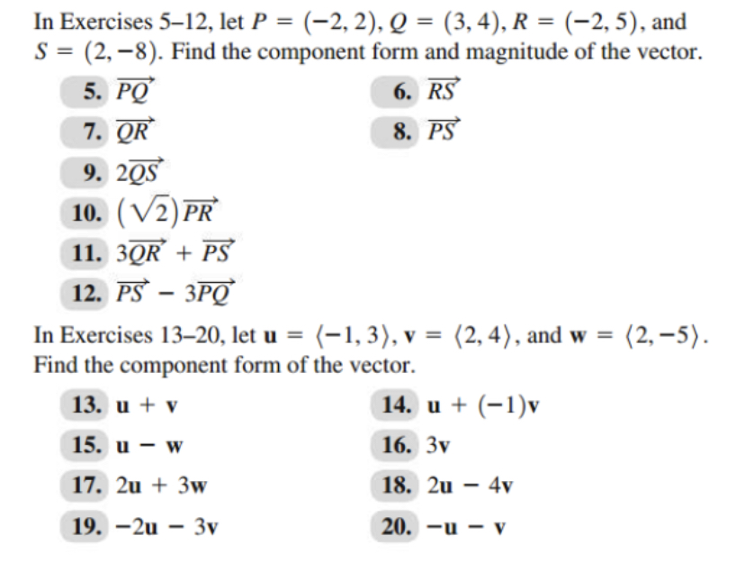 4), R = (-2, 5), and S = (2, -8). Find the