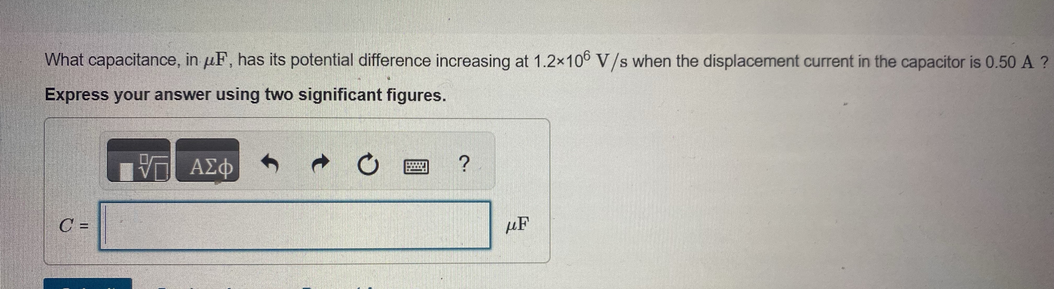 Please need an answer asap What capacitance, in uF, has its potential