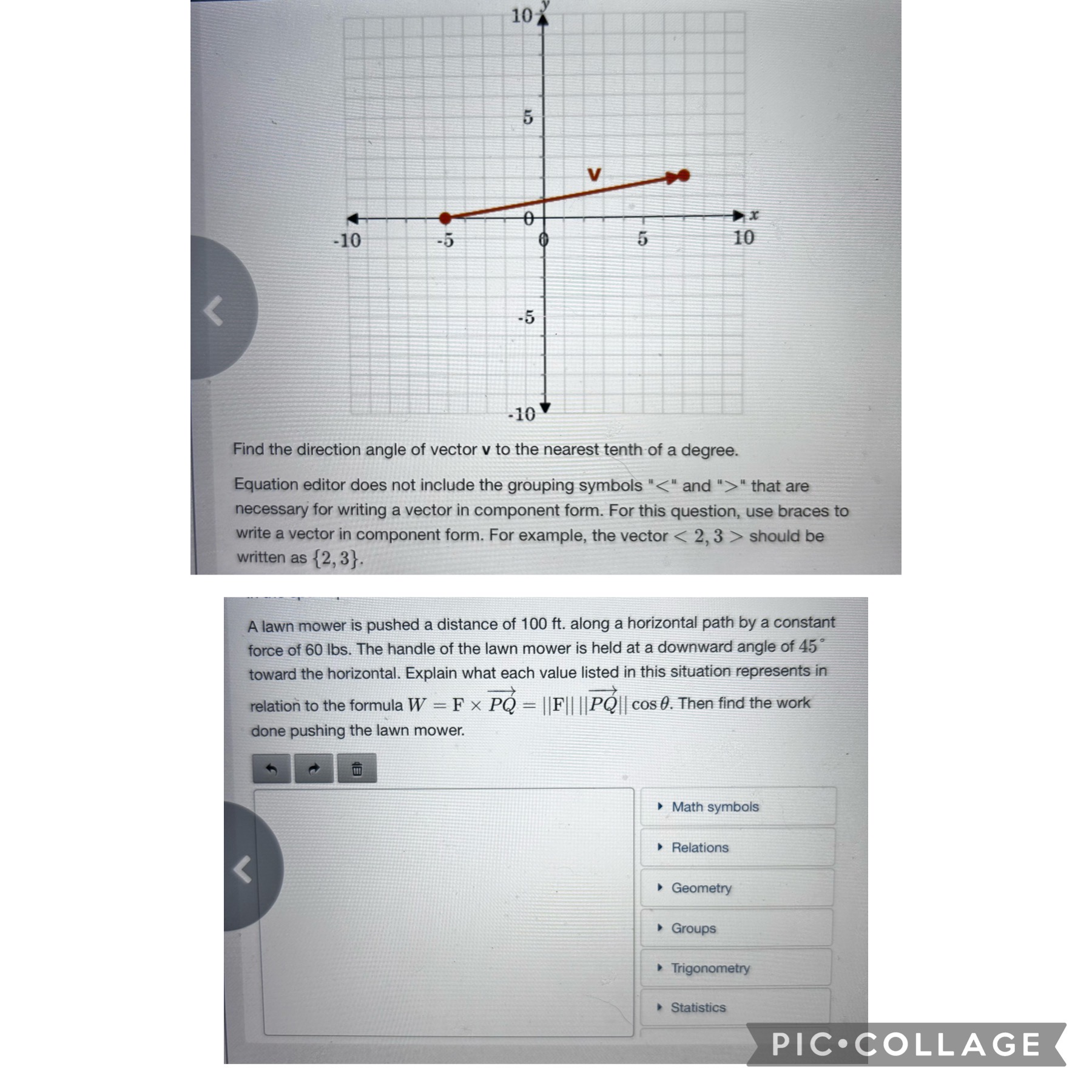 vector v to the nearest tenth of a degree. Equation editor does