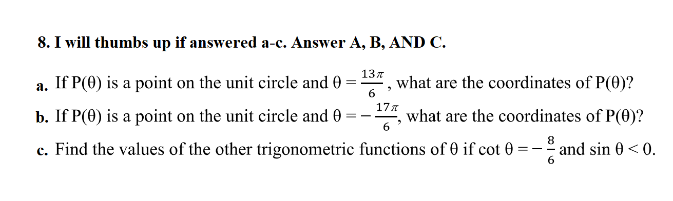 PRECALCAnswer all correctly, I will give thumbs up 8. I will thumbs