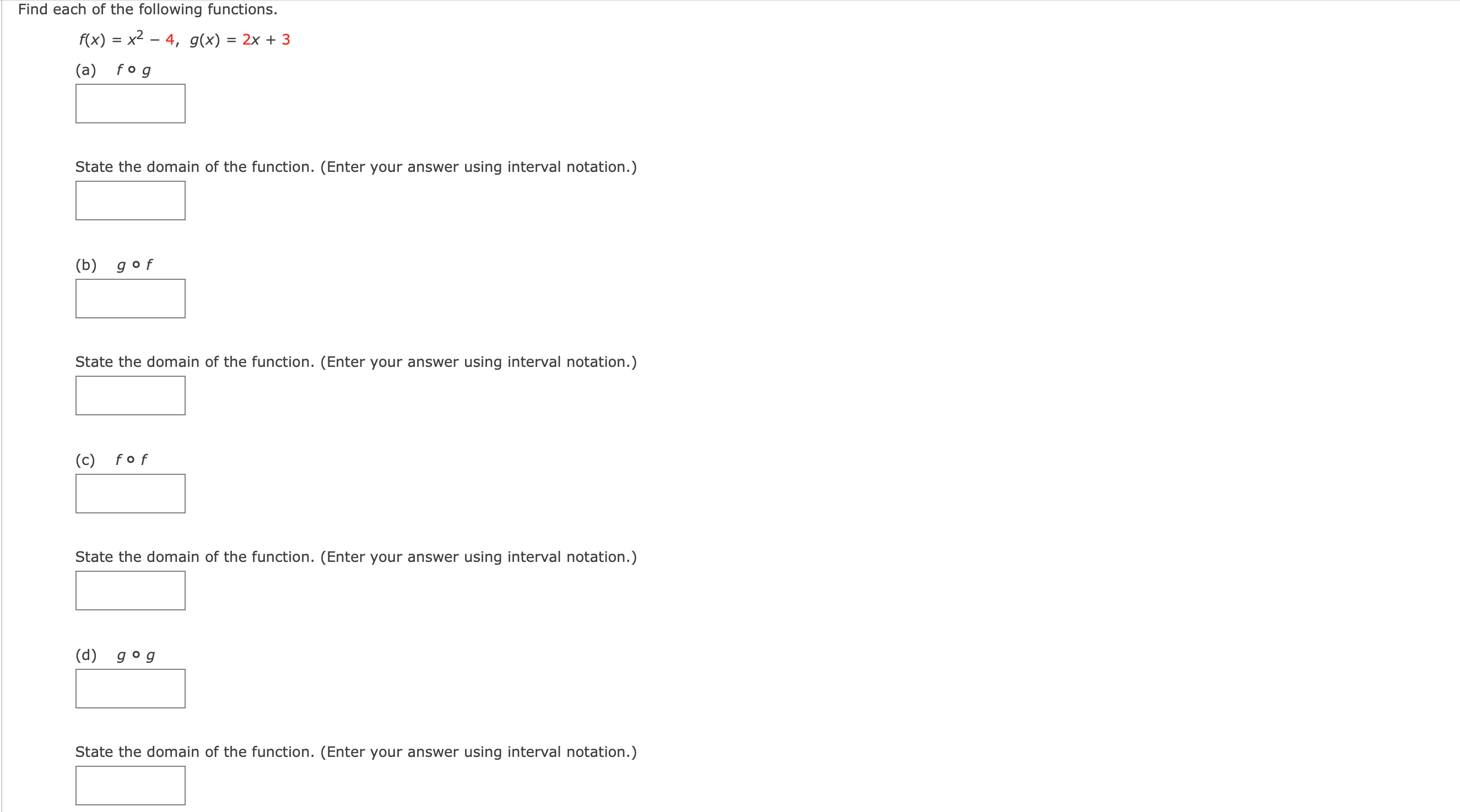 domain and range of f. (Enter your answers in interval notation.) domain