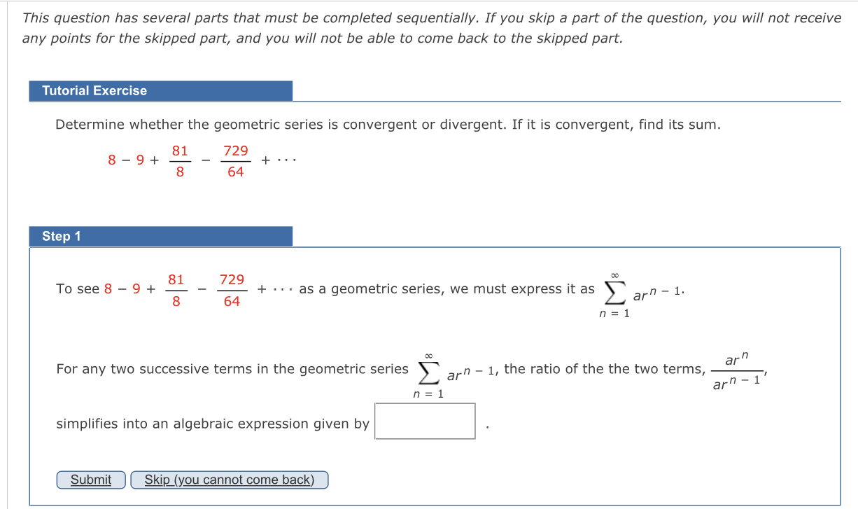  This question has several parts that must be completed sequentially. If