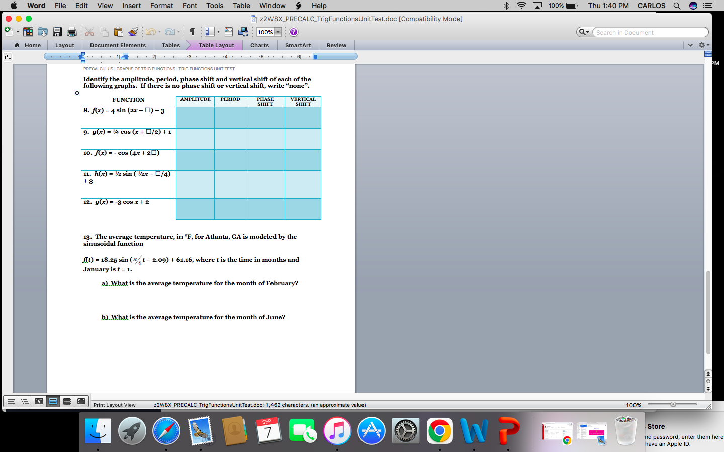 Layout Charts SmartArt Review v # v PRECALCULUS | GRAPHS OF TRIG