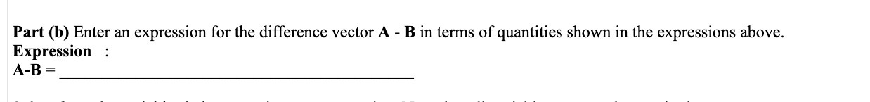 B in terms of quantities shown in the expressions above. Expression AB