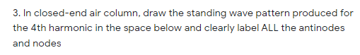  3. In closed-end air column, draw the standing wave pattern produced