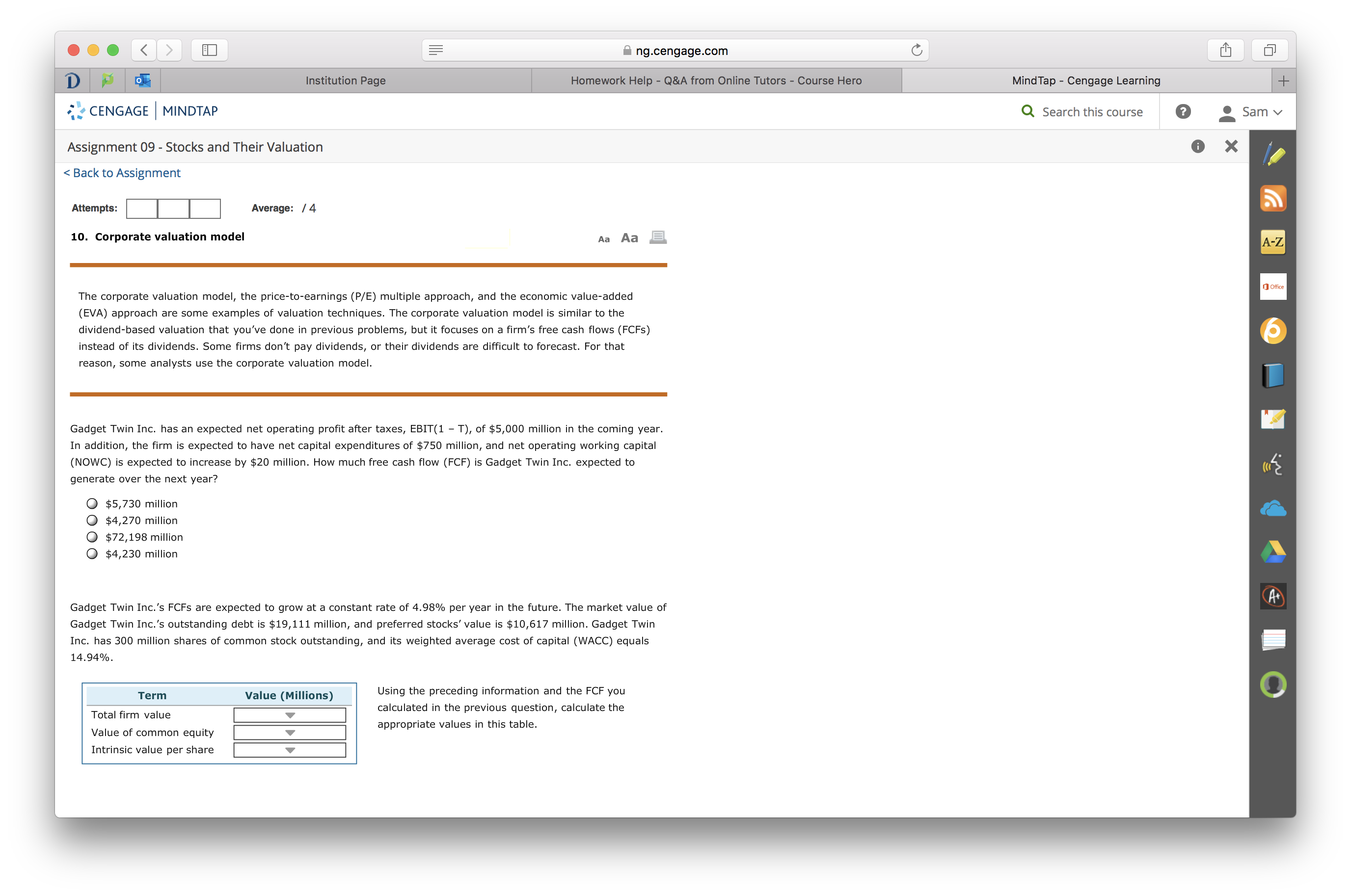 Please help me understand these few questions . . ng.cengage.com C Institution