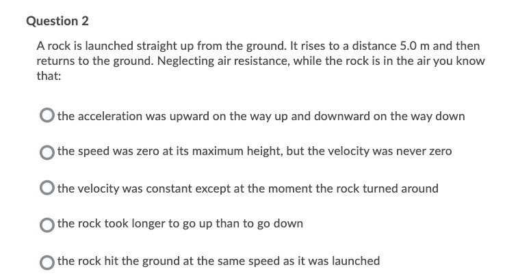 following choices correctly ranks the accelerations of the particle at points A,