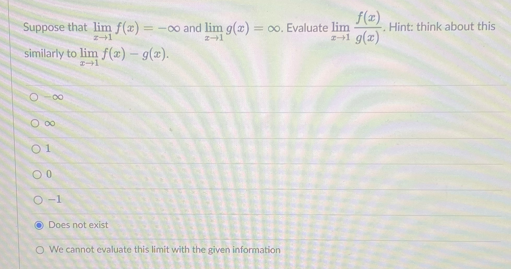 The answer is not do not exist. f (ac ) Suppose that