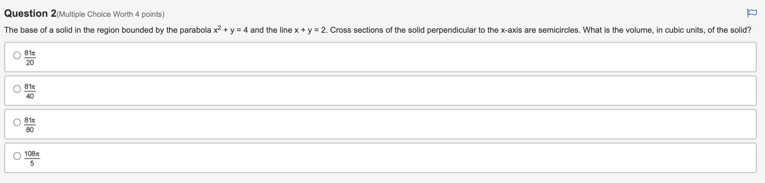 of the following integrals represents the area of the region bounded by