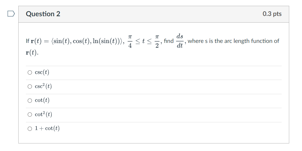 Help with this question \fD Question 1 0.3 pts Find the length