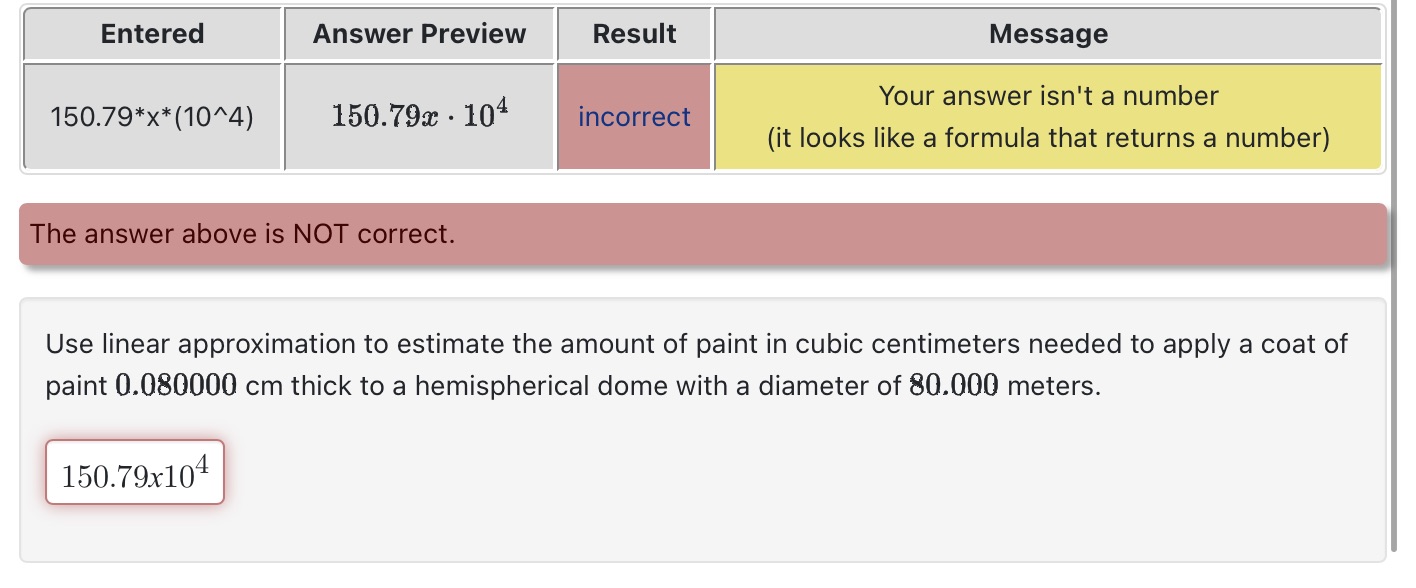 How to solve? l Entered Answer Preview Result Message Your answer isn't
