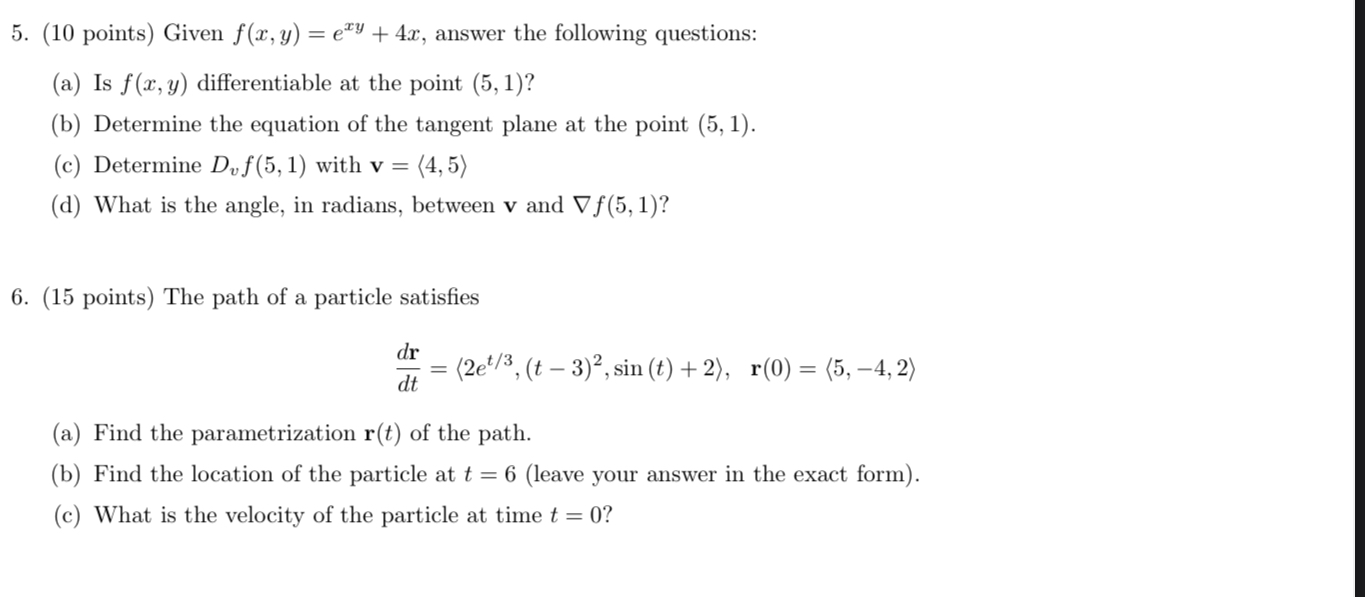 Solve question with step by step (Calculus and Vector Analysis) 5. (10