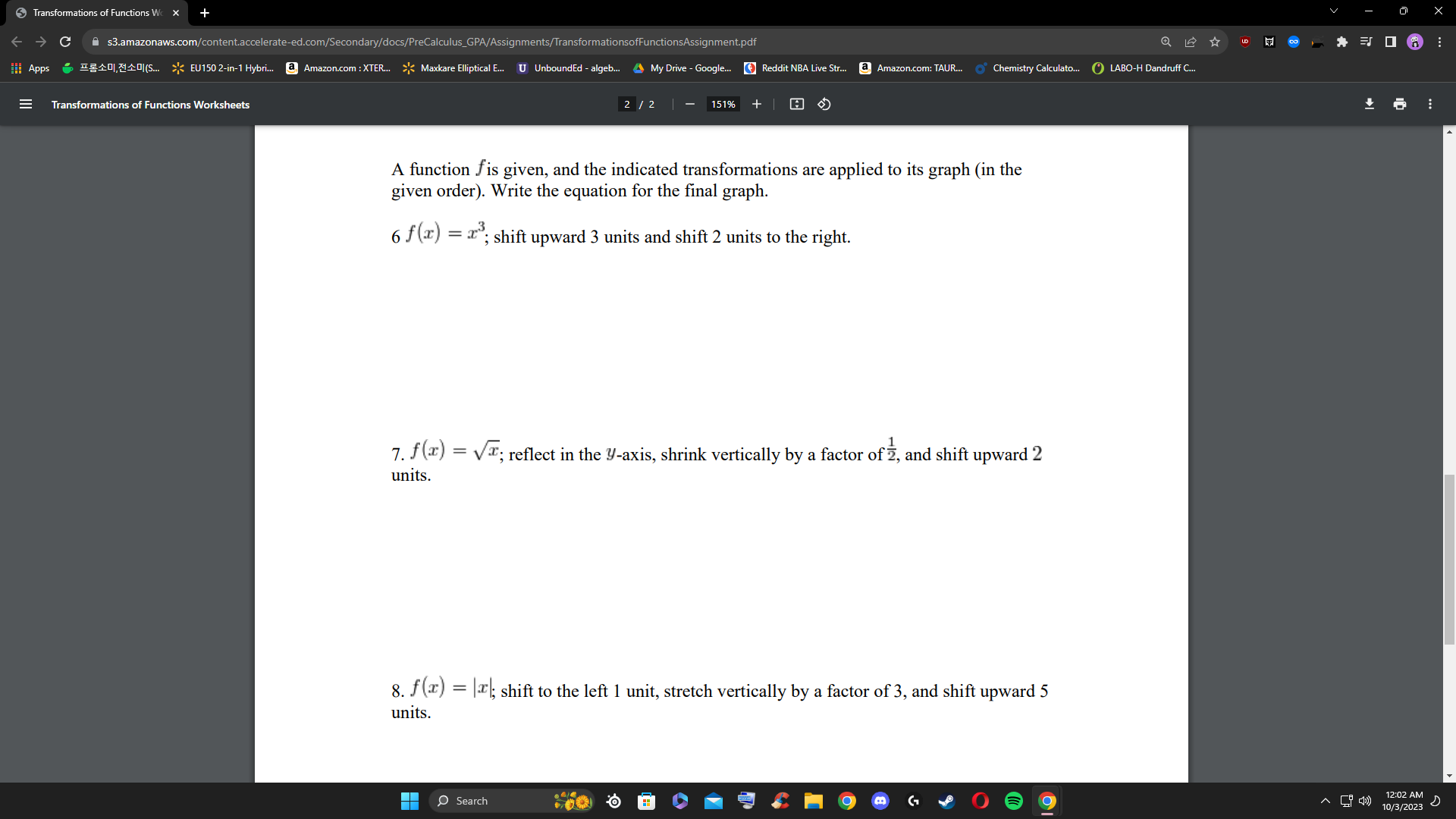 the graph of each function can be obtained from the graph off.