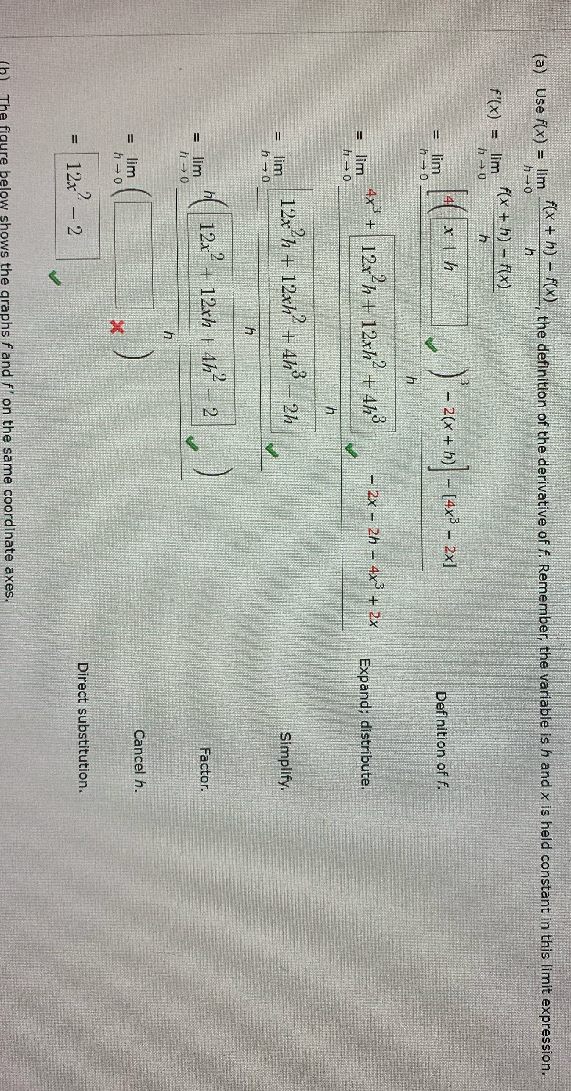  (a) Use f(x) = lim f ( x + h )