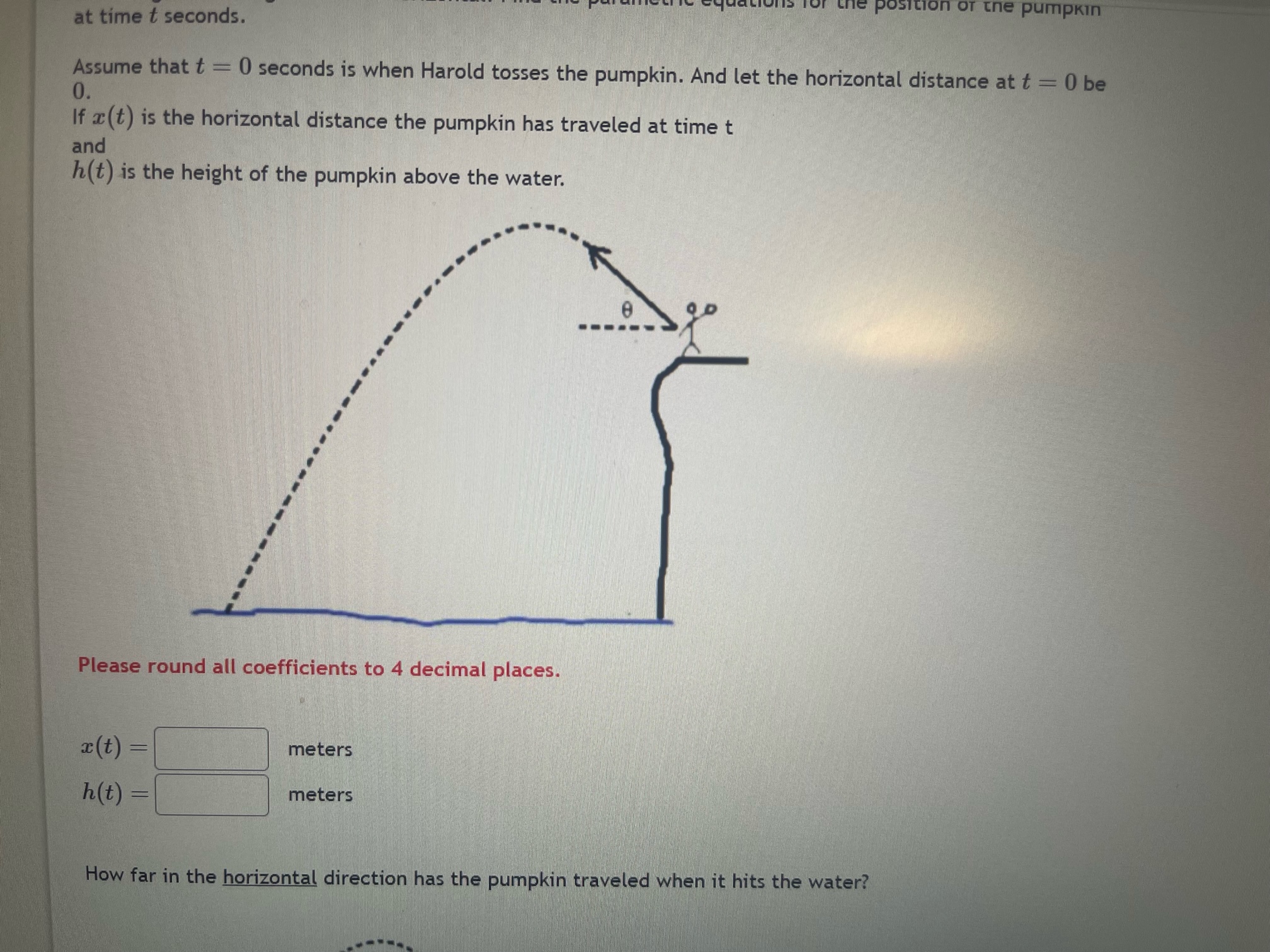 represented by g, the initial horizontal position is To and the initial