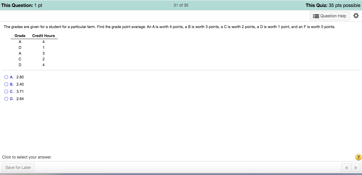 EXAM 1 - Ch.1, Ch.2, & Ch 3 Submit Quiz This Question: