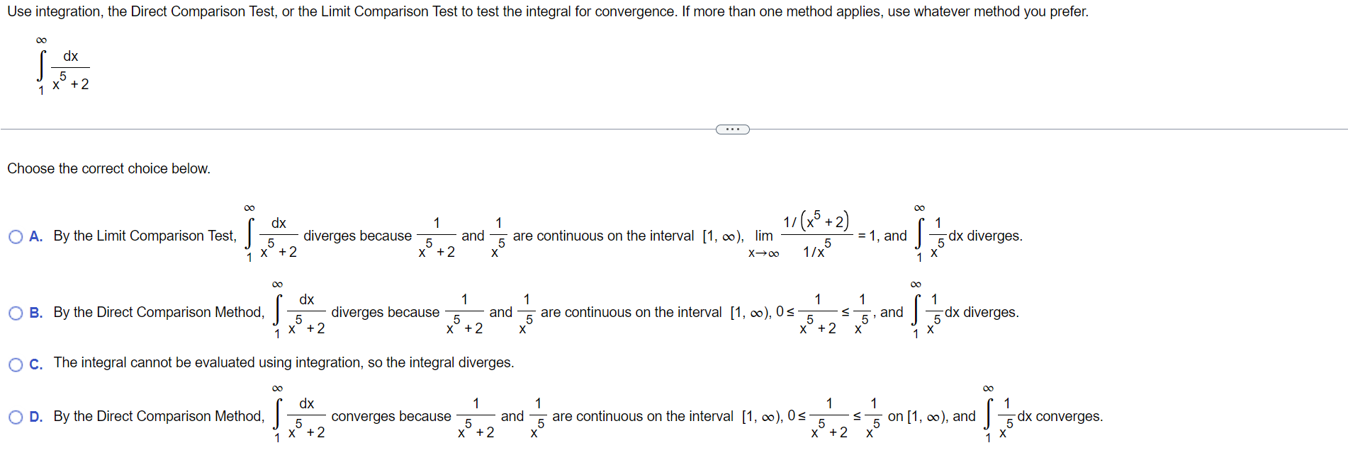 converge or diverge? J\" dt 0 M + sin (6t) (:3 Converges