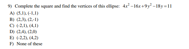 + =1 D. 4 100 + (y-1)= =1 25 (x-2)2 E. (y-1)2