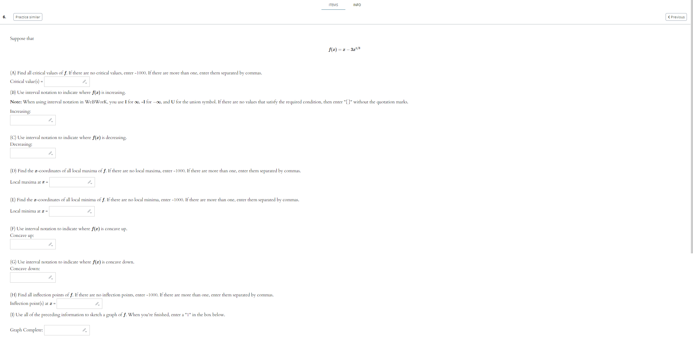 points in the form (a, b). Answer (separate by commas):ITEMS INFO 2.
