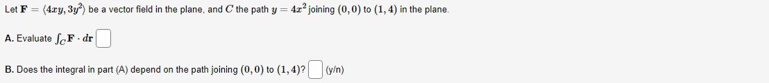 Use part a) to compute the work done by F on a