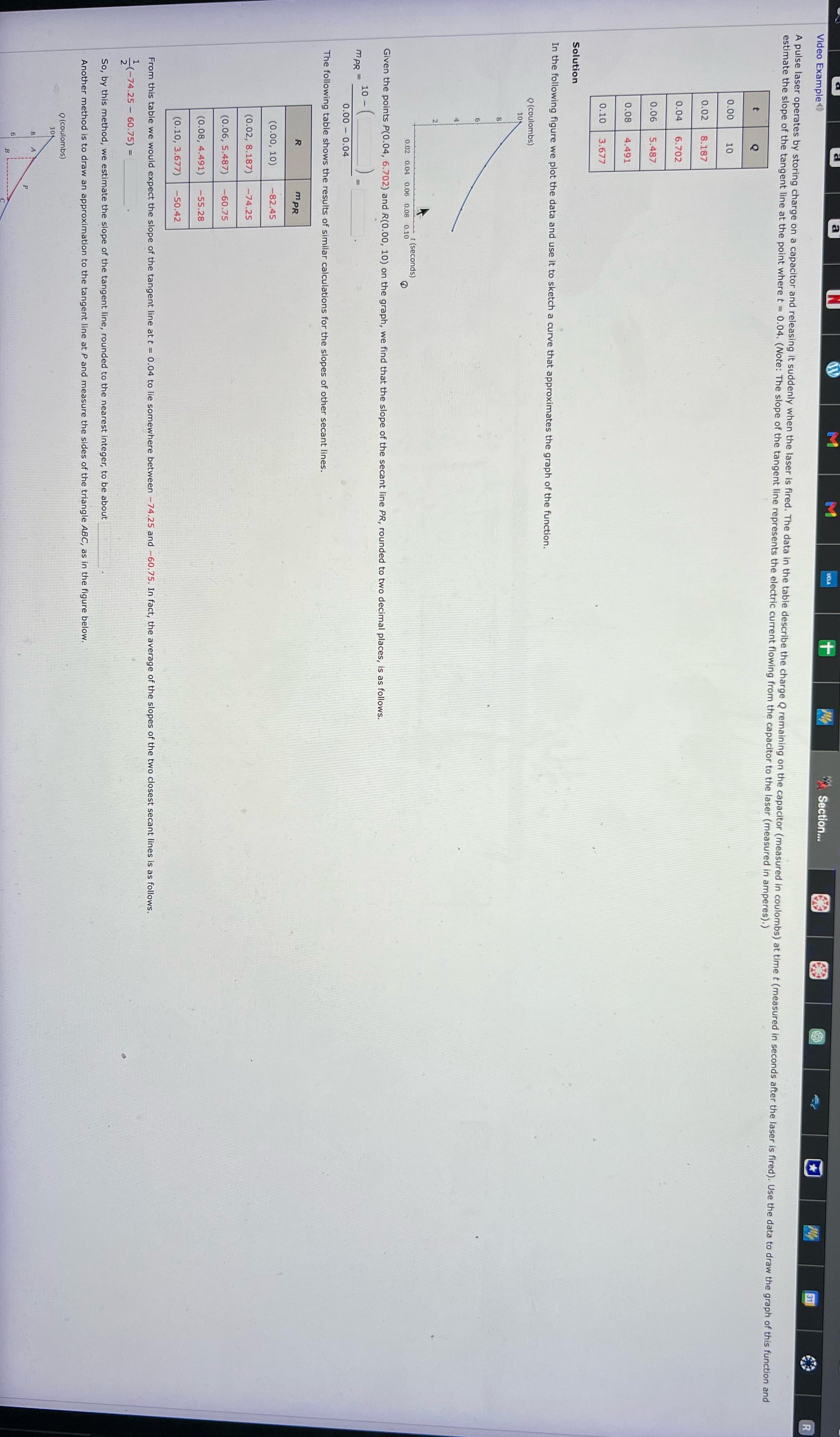  Video Example " Section... A pulse laser operates by storing charge