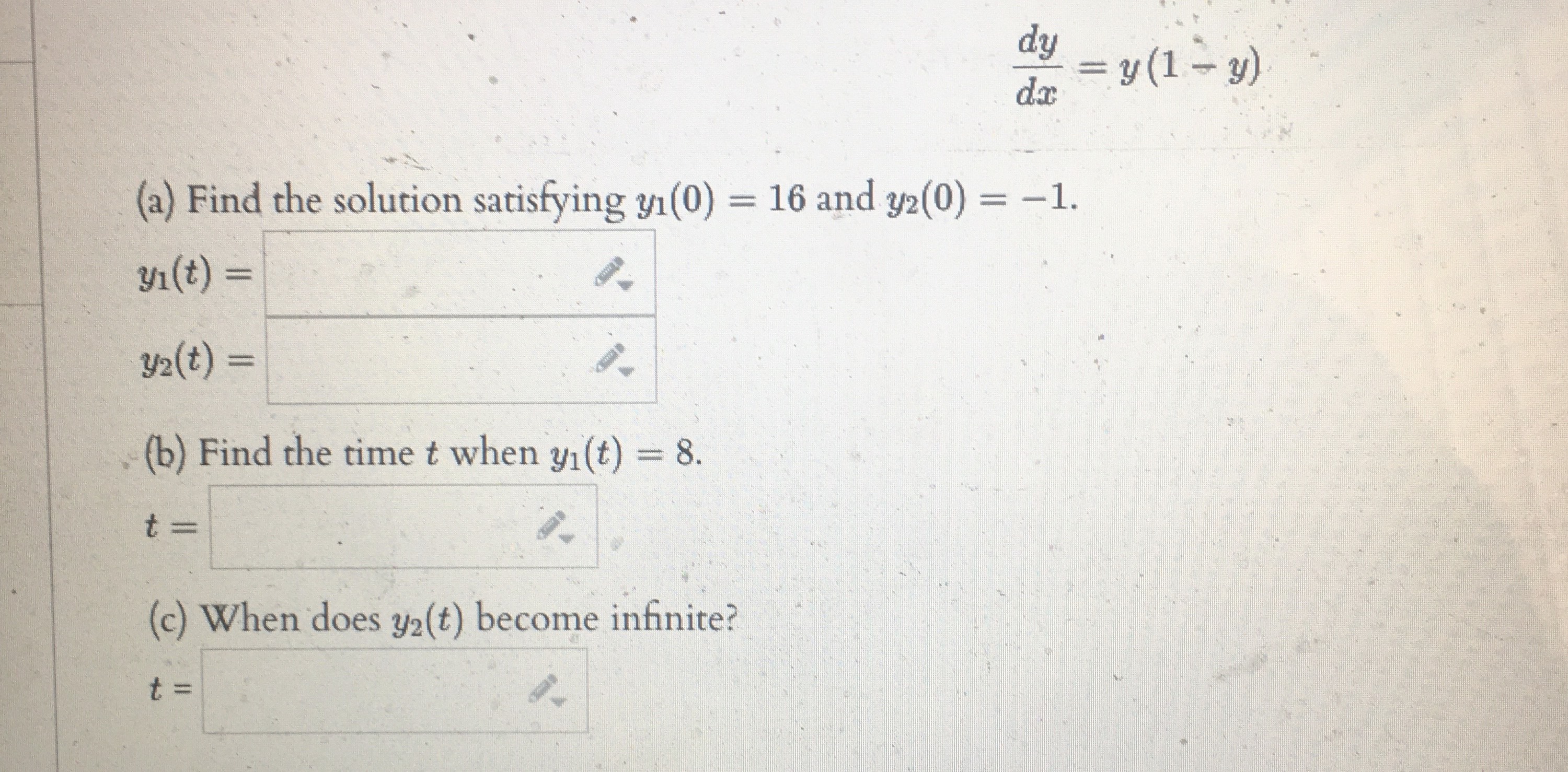 dy y(l (a) Find the solution satisfying YI(O) s 16 and Y2(O)