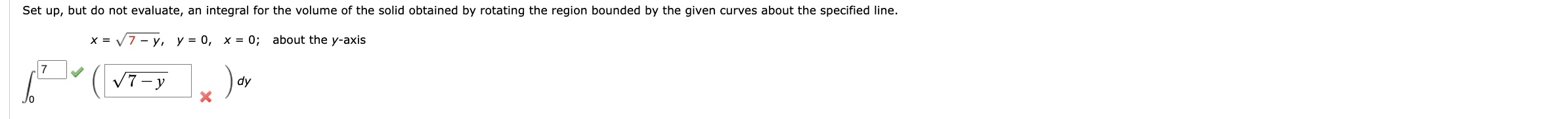 y = 0, Osx x; about y = -3 dx 3Set up,