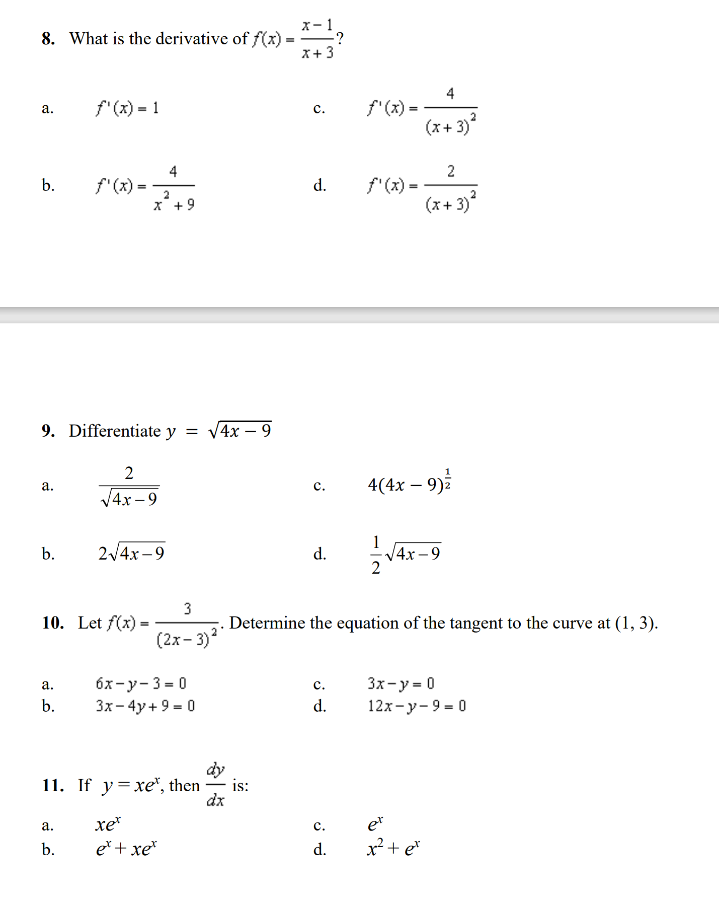  All multiple-choice questions Multiple Choice: Circle the correct answer. 1. Evaluate
