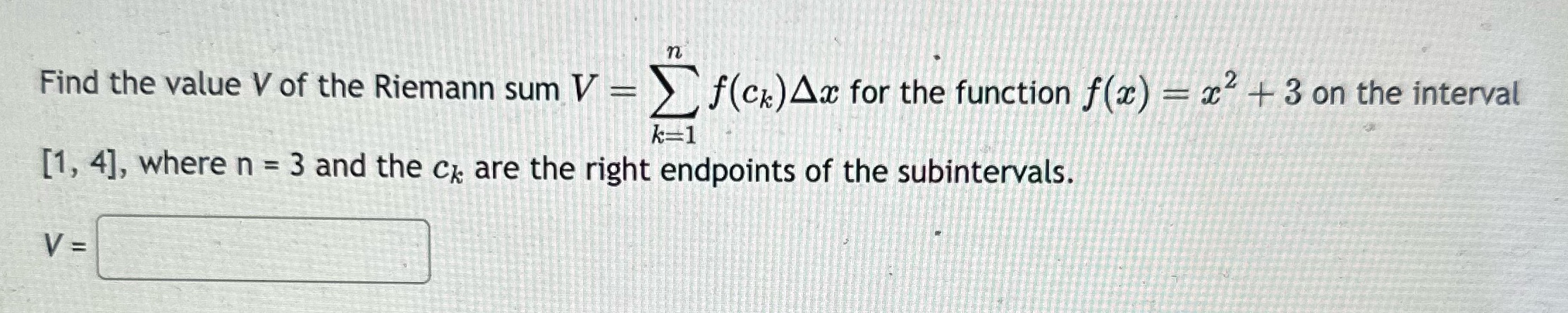 Please help me with this problem Find the value V of the