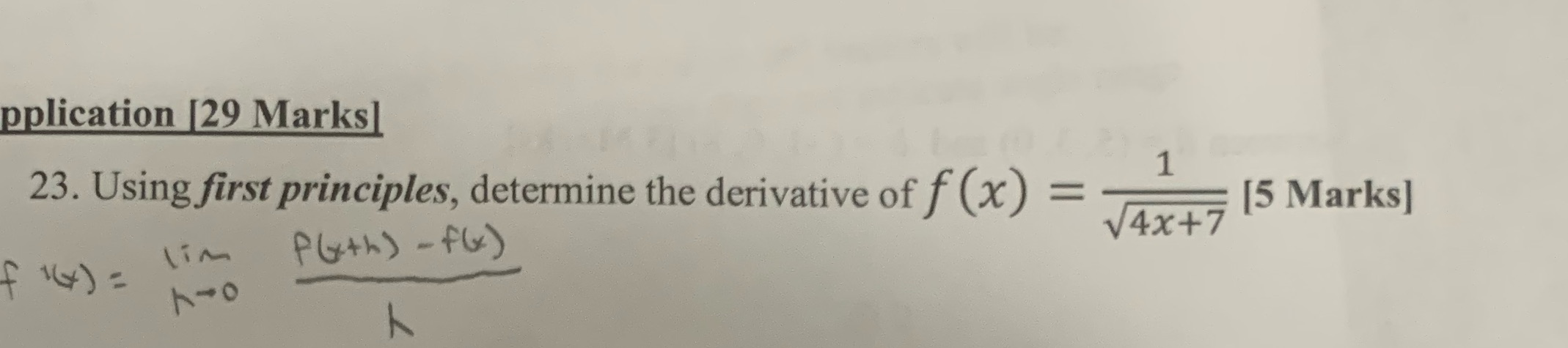 Just need steps and answer not explanation pplication [29 Marks] 23. Using