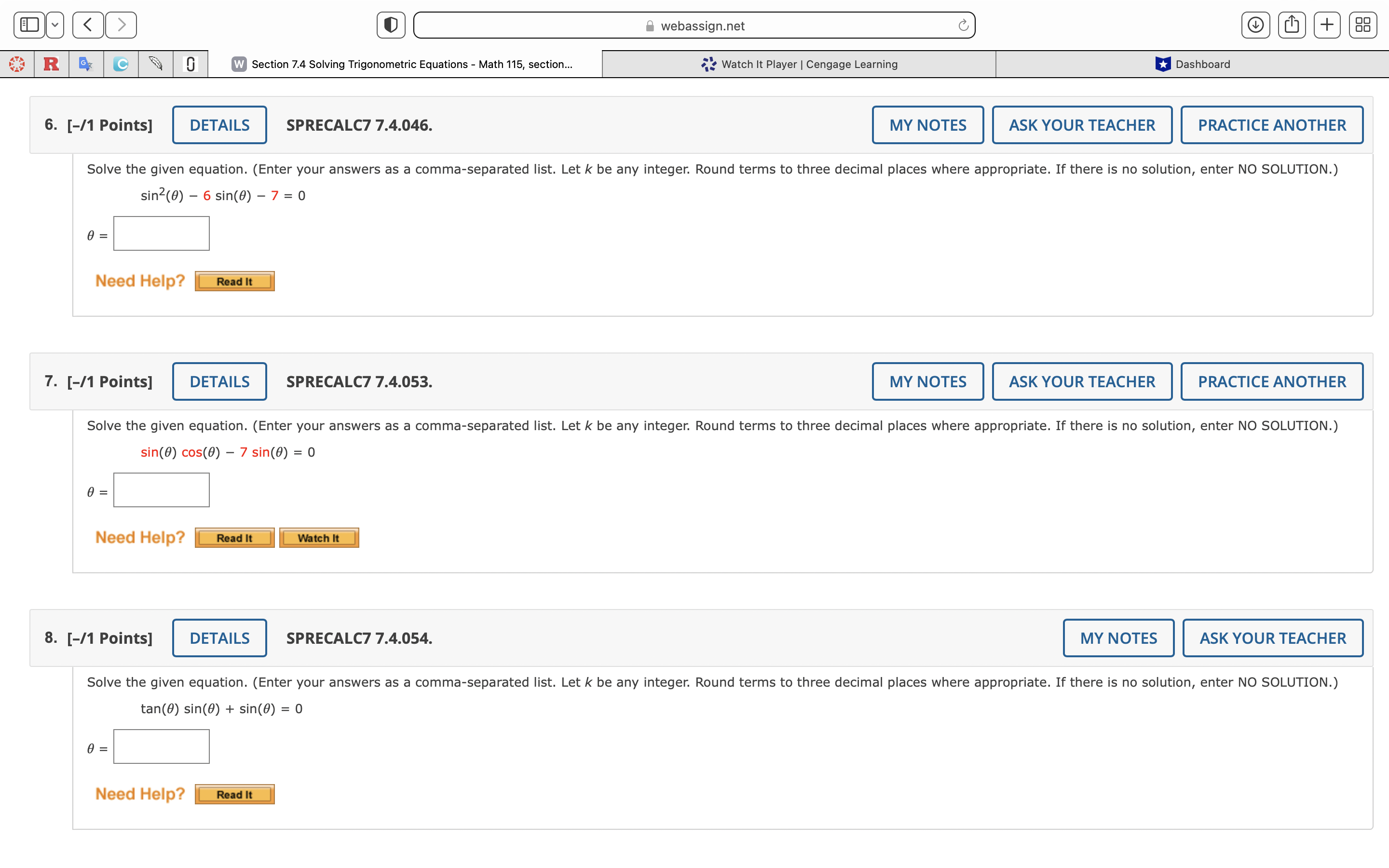 | Cengage Learning 3. [-/2 Points] DETAILS SPRECALC7 7.2.015. MY NOTES ASK
