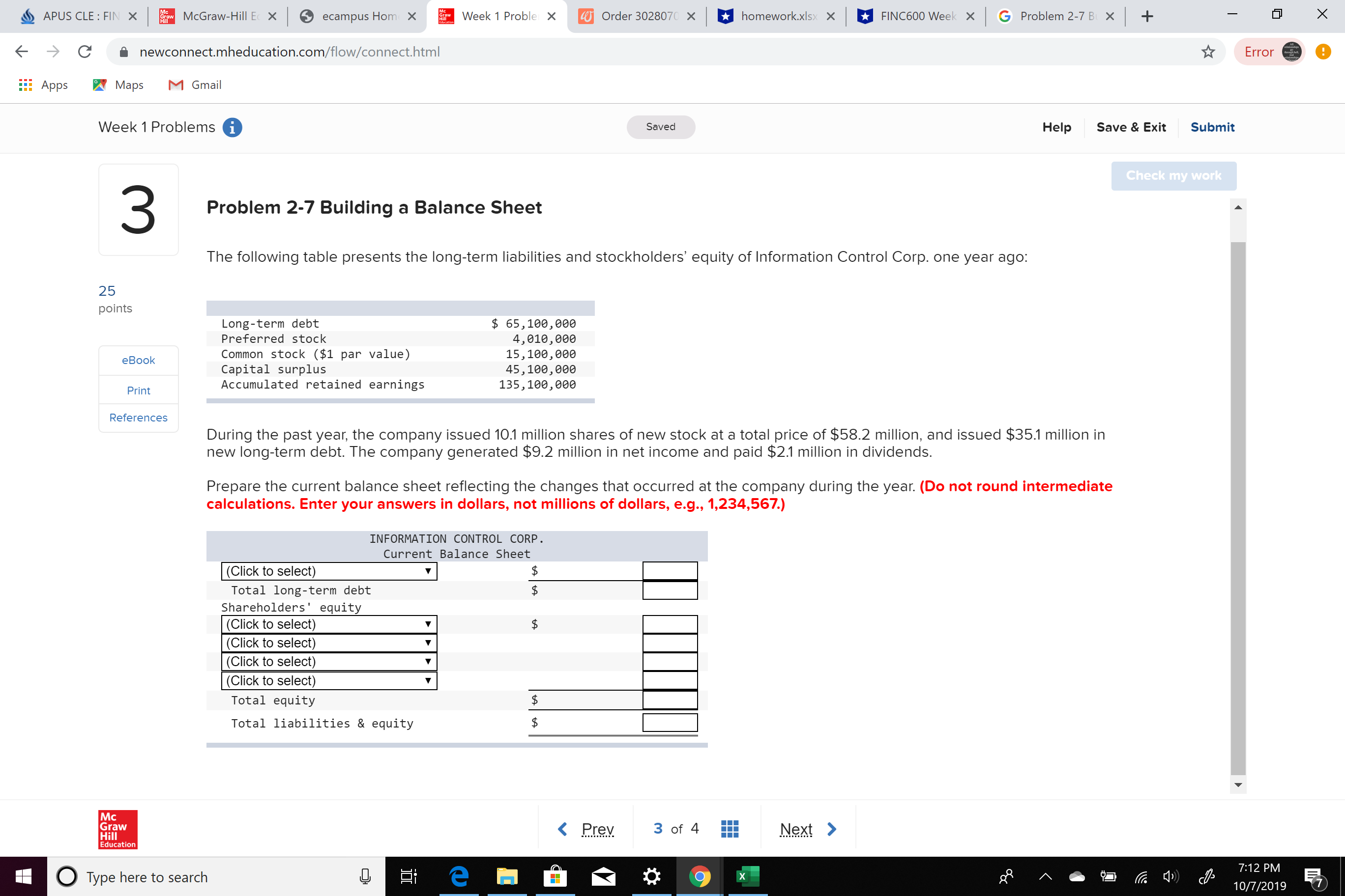 Please solve the building a balance sheet. This is a finance question.