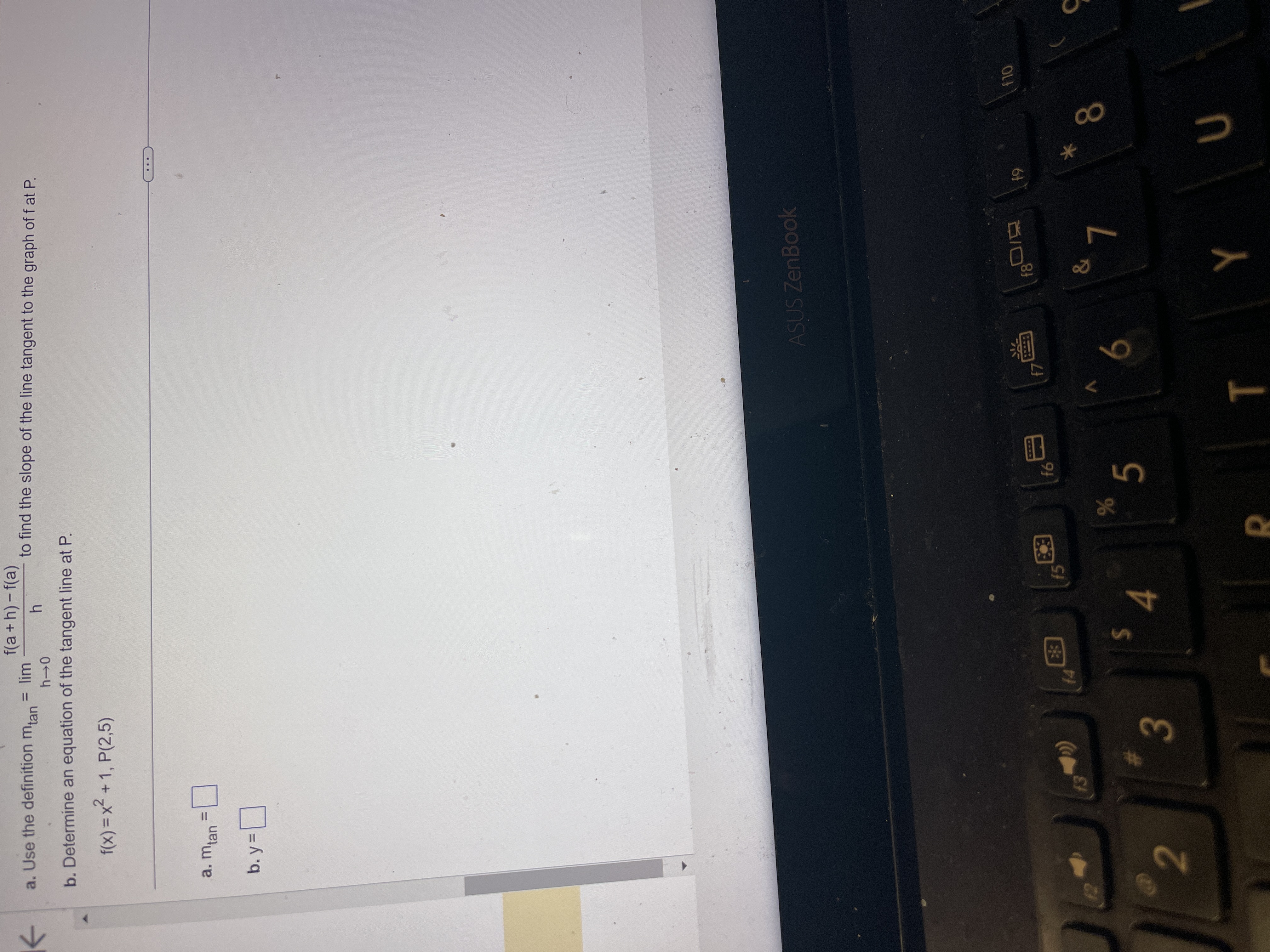 Here it is f(a +h) - f(a) a. Use the definition mean