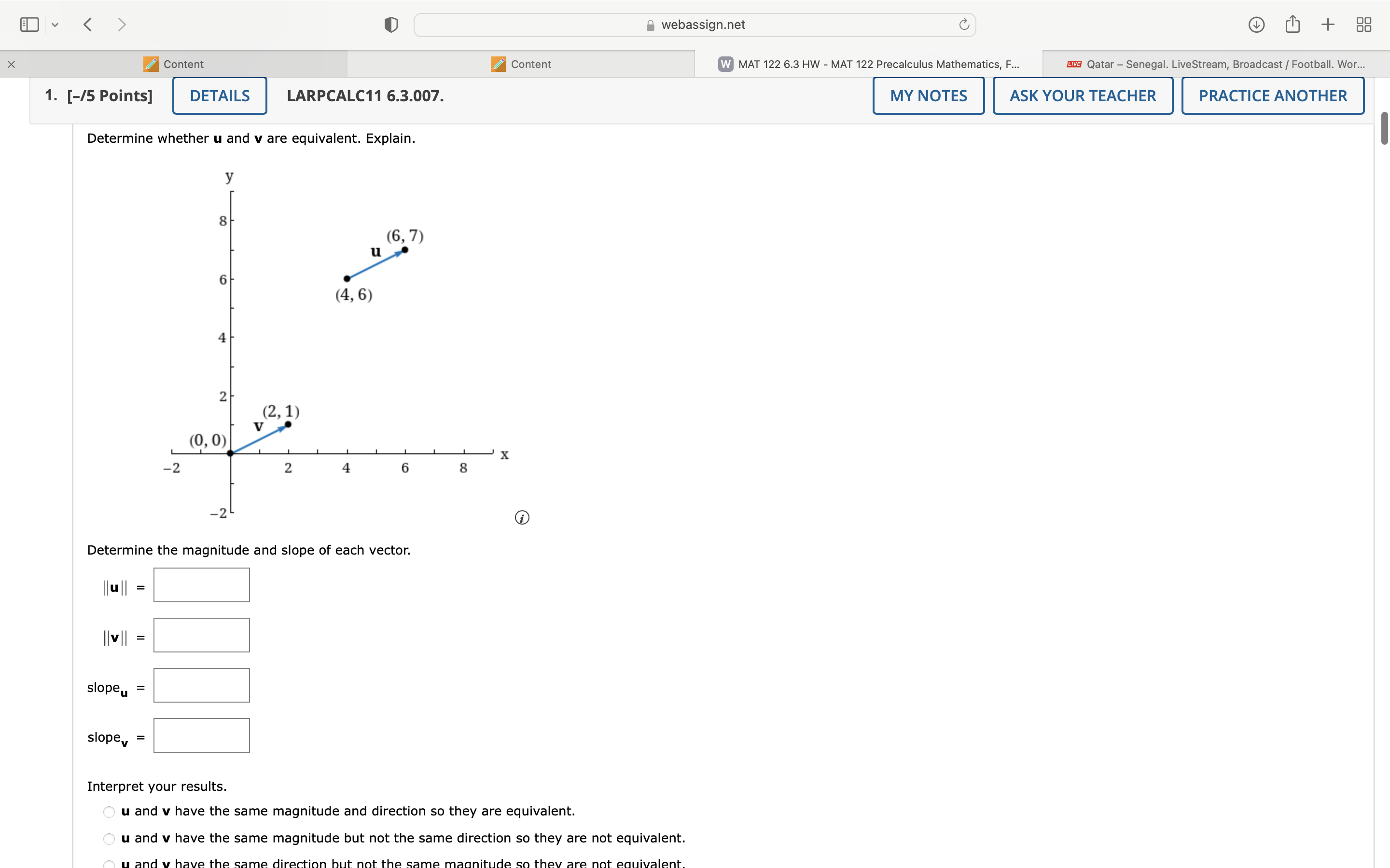  v webassign.net C + 88 X Content Content W MAT 122