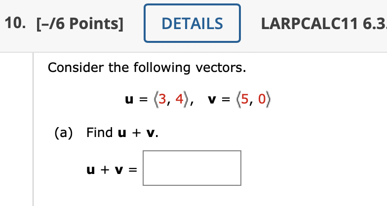 Points] DETAILS LARPCALC11 6.3.018. Find the component form and the magnitude of