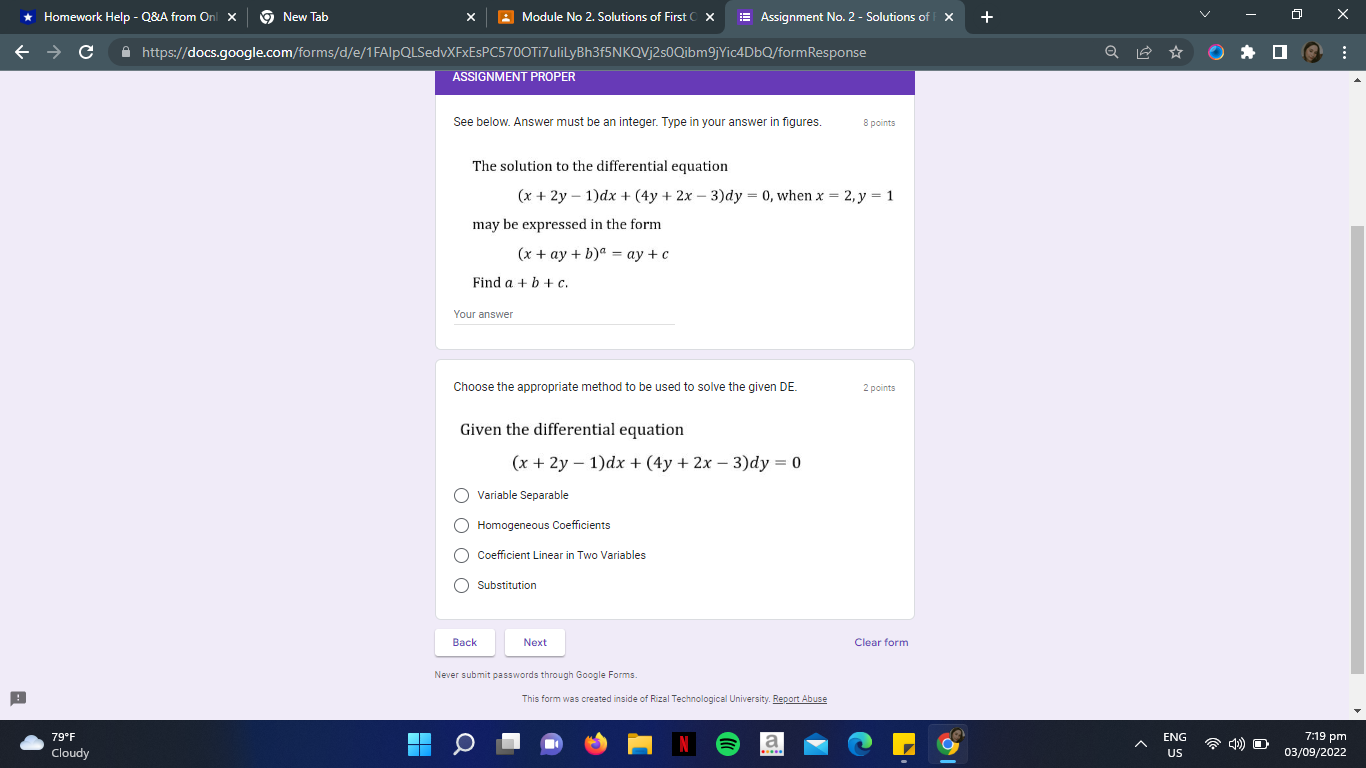 About Solutions to First Order Differential Equations using Methods of Solving First