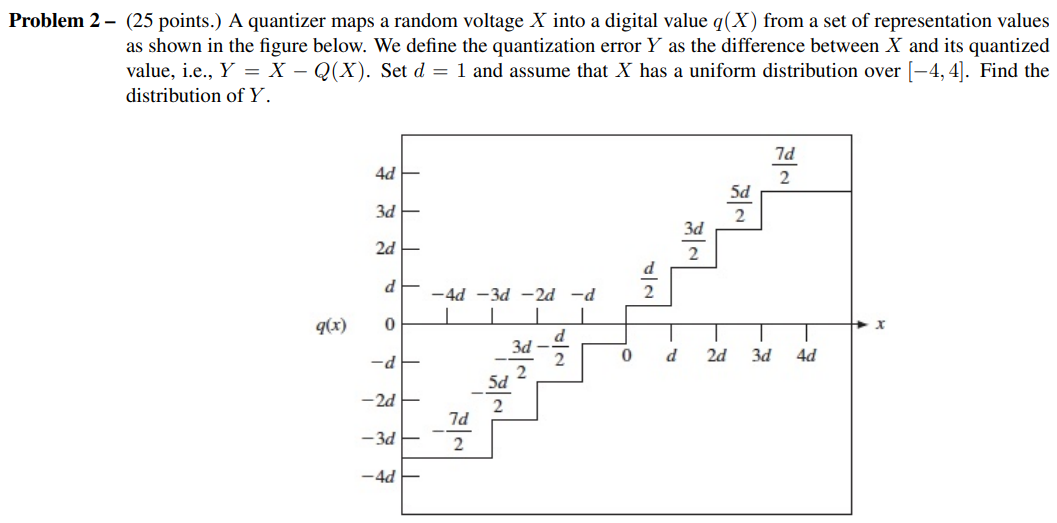  Problem 2 - (25 points.) A quantizer maps a random voltage