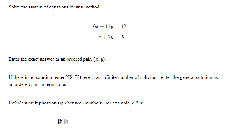 there is an innite number of solutions: enter the general solution as