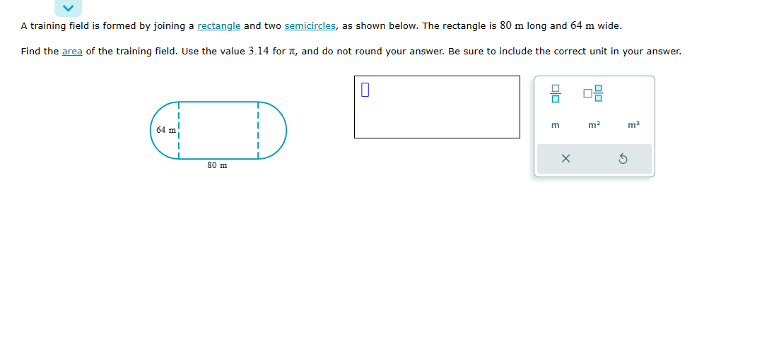  A training field is formed by joining a rectangle and two