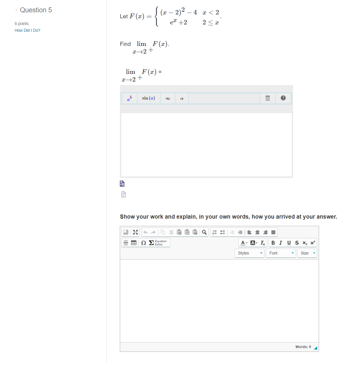 - Question 5 8 points HOW Did I DO? 2 -4 Let