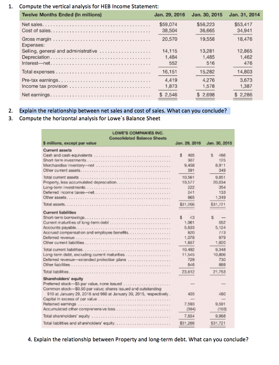  1. Compute the vertical analysis for HEB Income Statement: Twelve Months