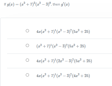 If g(x) O O O O 3)8 then d (x) 4x(r2 +