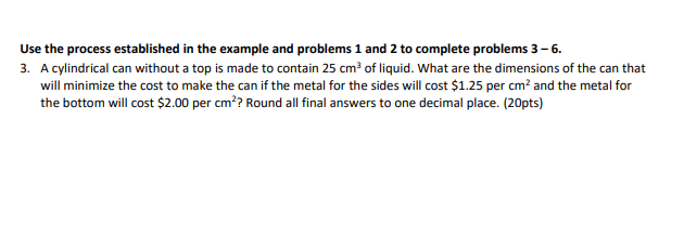 1 to complete problems 3 6. 3. A cylindrical can IlIl'ithoLJt a
