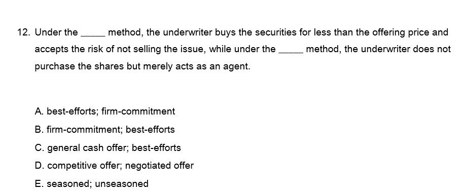 than the offering price and accepts the risk of not selling the