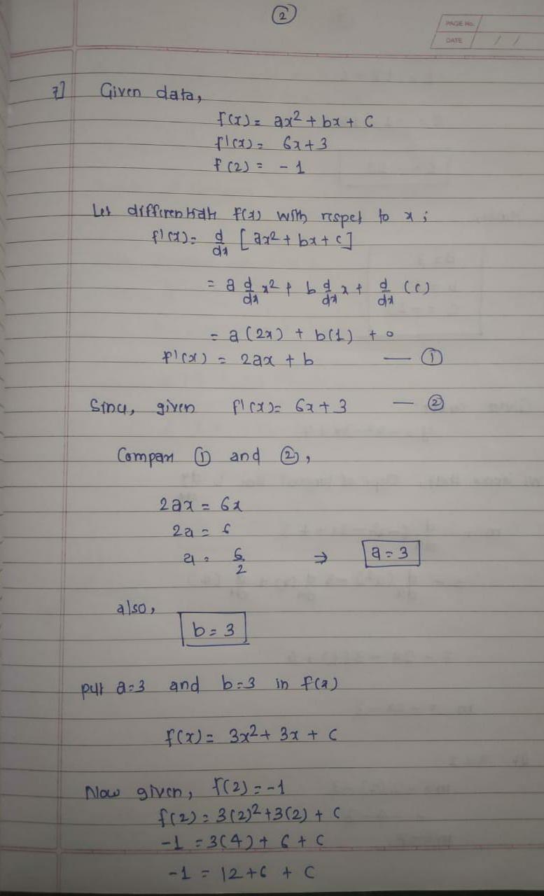= 1. (3 marks) 8. Determine the equation of the tangent line