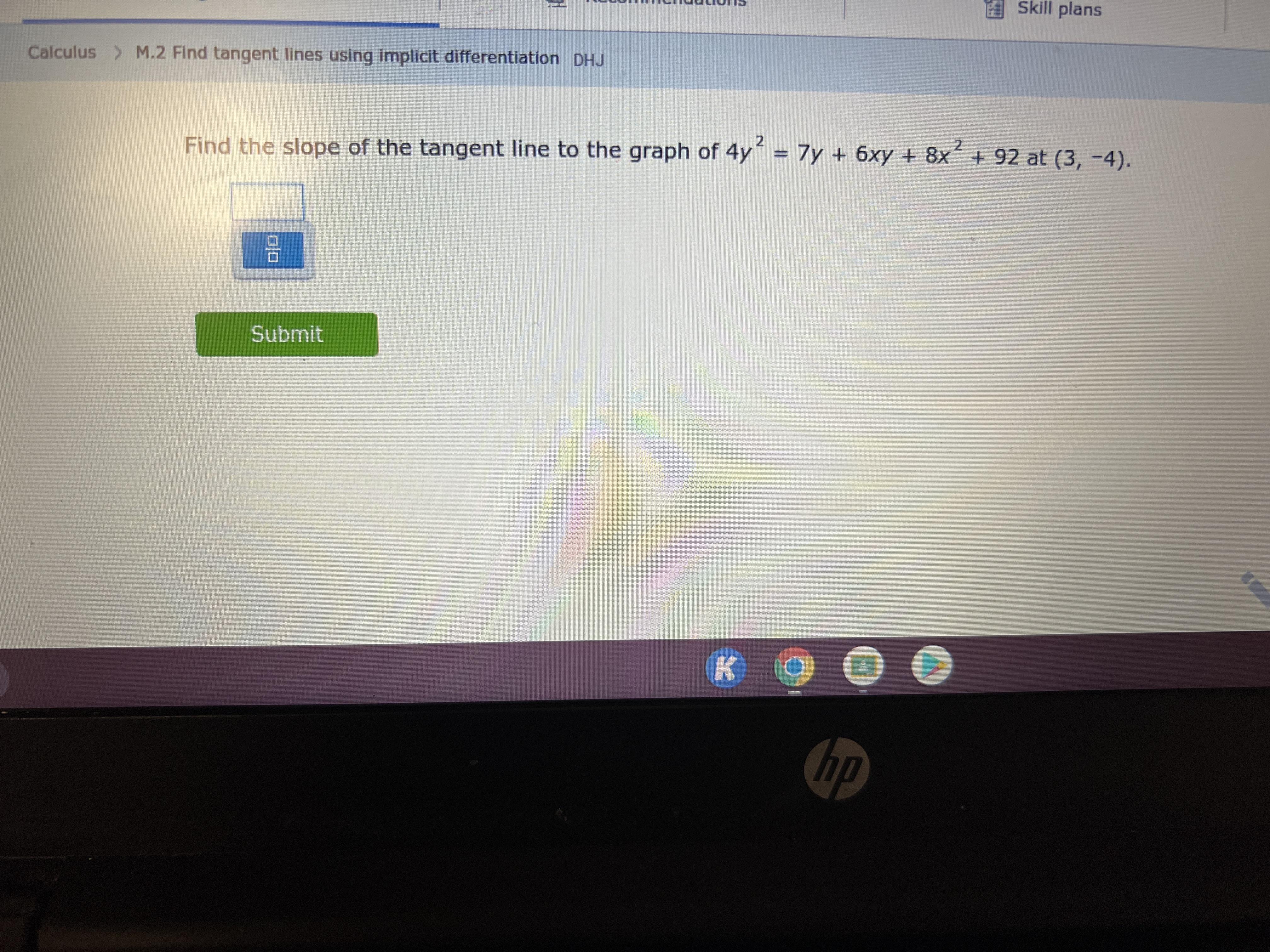 Skill plans Calculus > M.2 Find tangent lines using implicit differentiation