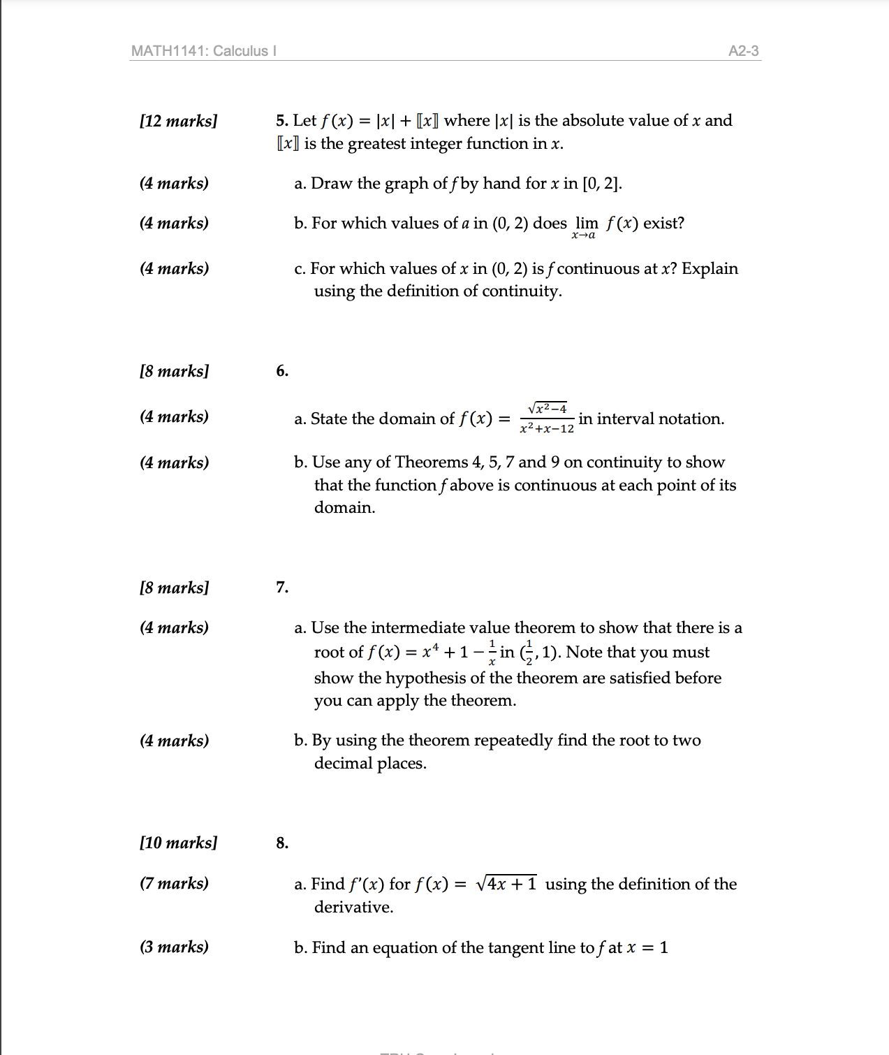 marks} (6 marks) (1 marks) (3 marks) [10 marks}I (5 marks) (5
