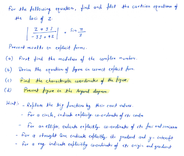  for the following equation, find and plot the cartsian equations of
