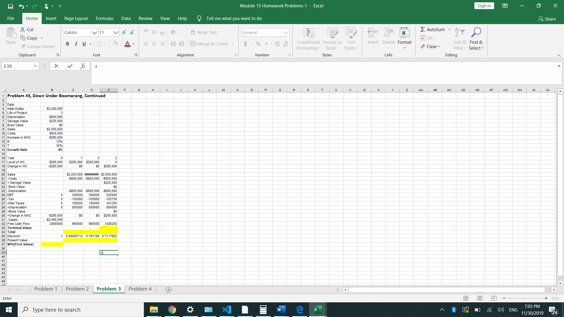 that requires an initial fixed asset investment of $2.4 million. The fixed